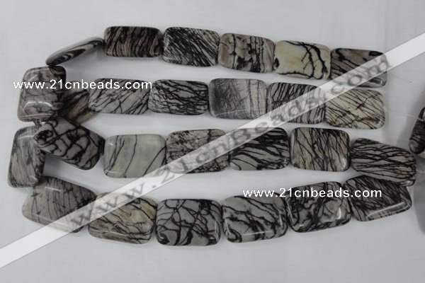 CTJ255 15.5 inches 20*30mm rectangle black water jasper beads