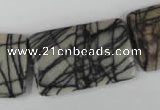 CTJ260 15.5 inches 20*30mm flat tube black water jasper beads