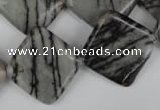 CTJ266 15.5 inches 20*20mm diamond black water jasper beads