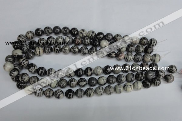 CTJ27 15.5 inches 12mm round black water jasper beads wholesale