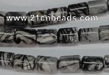 CTJ35 15.5 inches 8*10mm tube black water jasper beads wholesale