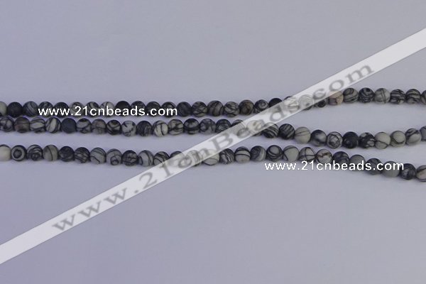 CTJ400 15.5 inches 4mm round matte black water jasper beads