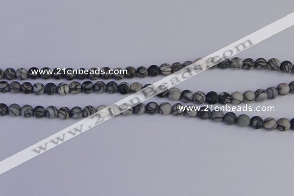 CTJ401 15.5 inches 6mm round matte black water jasper beads