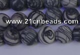 CTJ402 15.5 inches 8mm round matte black water jasper beads