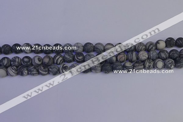 CTJ402 15.5 inches 8mm round matte black water jasper beads