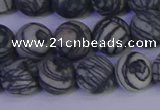 CTJ403 15.5 inches 10mm round matte black water jasper beads