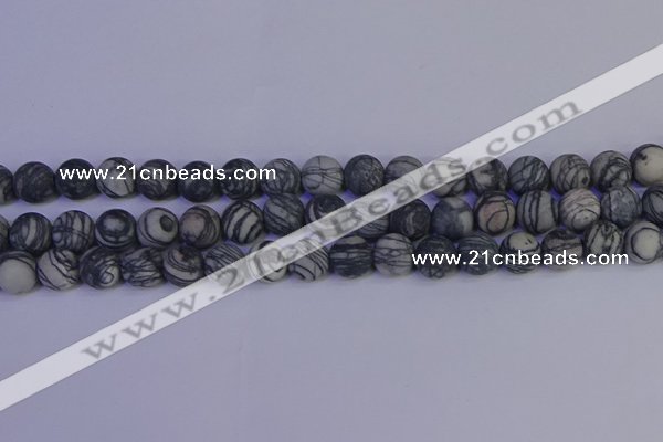 CTJ403 15.5 inches 10mm round matte black water jasper beads