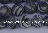 CTJ404 15.5 inches 12mm round matte black water jasper beads