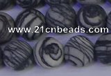 CTJ405 15.5 inches 14mm round matte black water jasper beads