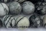 CTJ426 15 inches 8mm faceted round black water jasper beads