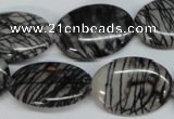 CTJ44 15.5 inches 18*25mm oval black water jasper beads wholesale