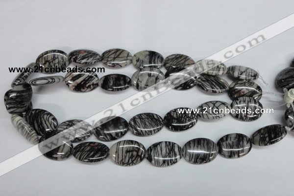 CTJ44 15.5 inches 18*25mm oval black water jasper beads wholesale