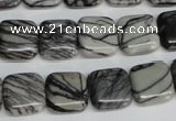 CTJ51 15.5 inches 14*14mm square black water jasper beads wholesale