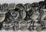 CTJ56 15.5 inches 12mm flat round black water jasper beads wholesale