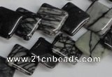 CTJ63 15.5 inches 14*14mm diamond black water jasper beads wholesale