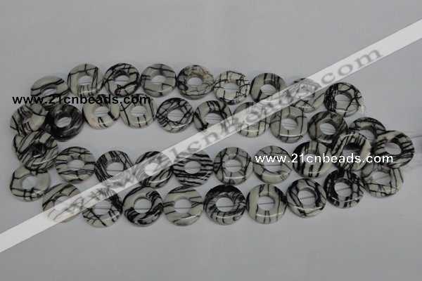 CTJ69 15.5 inches 20mm donut black water jasper beads wholesale