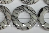 CTJ70 15.5 inches 30mm donut black water jasper beads wholesale