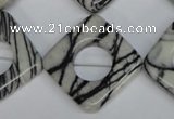 CTJ74 15.5 inches 25*25mm diamond black water jasper beads wholesale