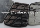 CTJ75 Top drilled 20*25mm - 26*32mm trapezoid black water jasper beads