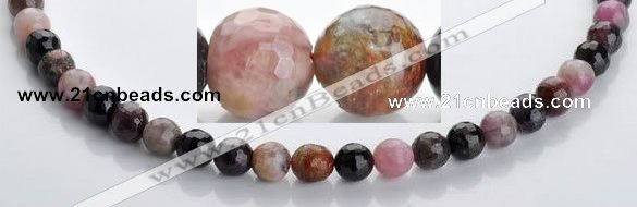 CTO02 multicolored 8mm  faceted round natural tourmaline beads