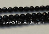 CTO107 15.5 inches 6mm faceted round natural black tourmaline beads