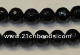 CTO109 15.5 inches 10mm faceted round natural black tourmaline beads