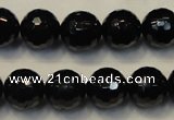 CTO110 15.5 inches 12mm faceted round natural black tourmaline beads