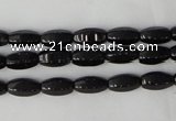 CTO116 15.5 inches 5*10mm faceted rice black tourmaline beads