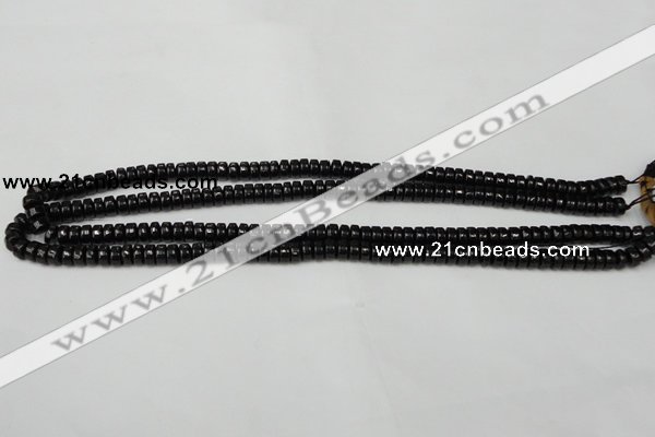 CTO122 15.5 inches 4*8mm rondelle black tourmaline beads