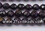 CTO136 15.5 inches 6mm faceted round black tourmaline beads