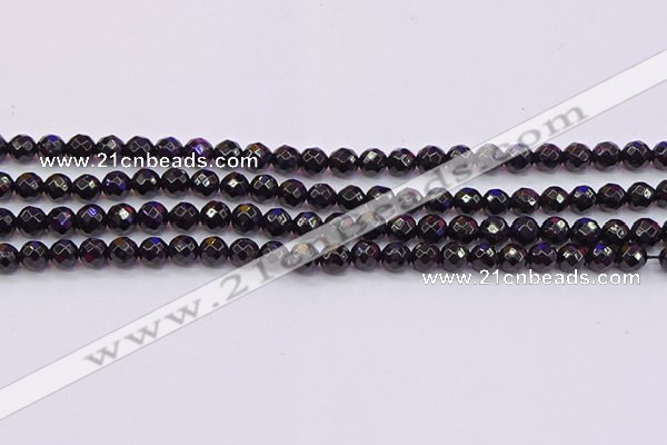 CTO136 15.5 inches 6mm faceted round black tourmaline beads