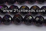 CTO137 15.5 inches 8mm faceted round black tourmaline beads