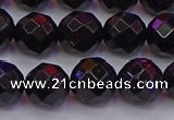 CTO138 15.5 inches 10mm faceted round black tourmaline beads