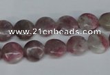 CTO202 15.5 inches 10mm flat round pink tourmaline gemstone beads