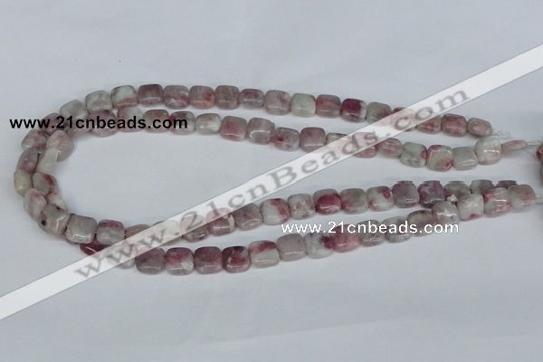 CTO206 15.5 inches 10*10mm square pink tourmaline gemstone beads