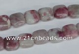 CTO208 15.5 inches 16*16mm square pink tourmaline gemstone beads