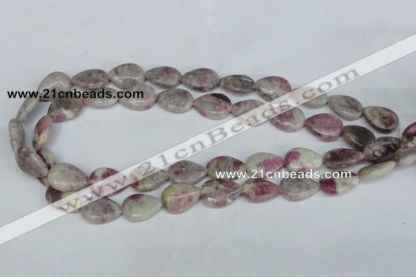 CTO214 15.5 inches 13*18mm flat teardrop pink tourmaline gemstone beads