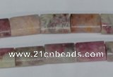 CTO215 15.5 inches 10*14mm flat tube pink tourmaline gemstone beads