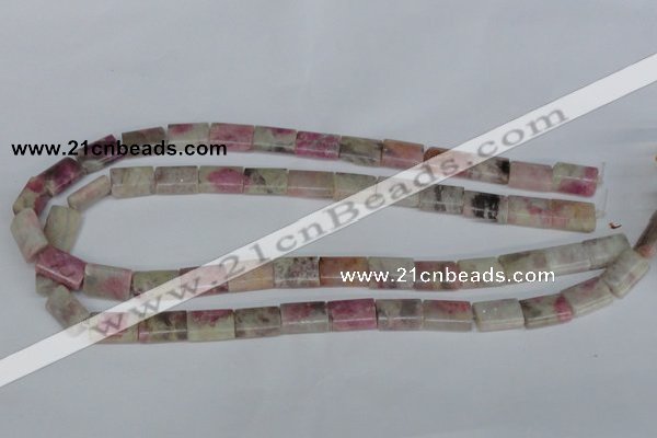 CTO215 15.5 inches 10*14mm flat tube pink tourmaline gemstone beads