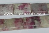 CTO216 15.5 inches 15*20mm flat tube pink tourmaline gemstone beads