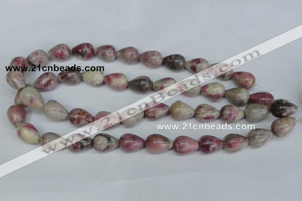 CTO219 15.5 inches 13*18mm teardrop pink tourmaline gemstone beads