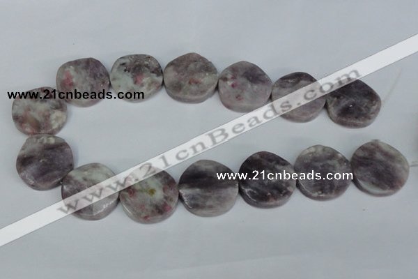 CTO234 15.5 inches 30mm wavy coin tourmaline gemstone beads