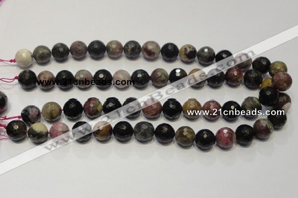 CTO31 15.5 inches 14mm faceted round natural tourmaline beads