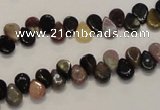 CTO37 15.5 inches 5*8mm flat teardrop natural tourmaline beads