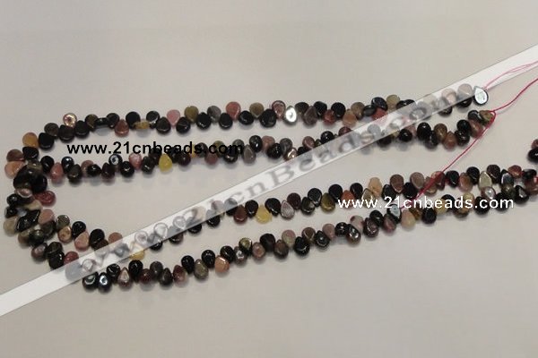 CTO37 15.5 inches 5*8mm flat teardrop natural tourmaline beads