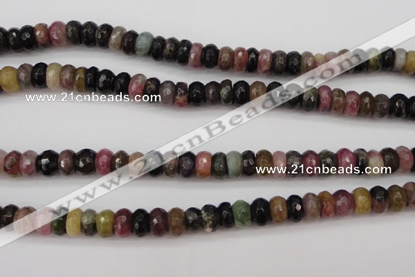 CTO377 15.5 inches 5*8mm faceted rondelle natural tourmaline beads