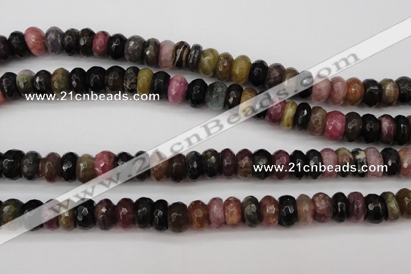 CTO378 15.5 inches 6*10mm faceted rondelle natural tourmaline beads