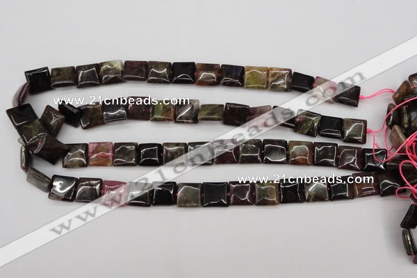 CTO388 15.5 inches 12*12mm square natural tourmaline beads wholesale