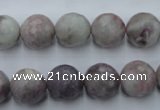 CTO484 15.5 inches 12mm faceted round pink tourmaline gemstone beads