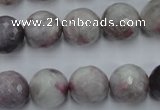 CTO485 15.5 inches 14mm faceted round pink tourmaline gemstone beads